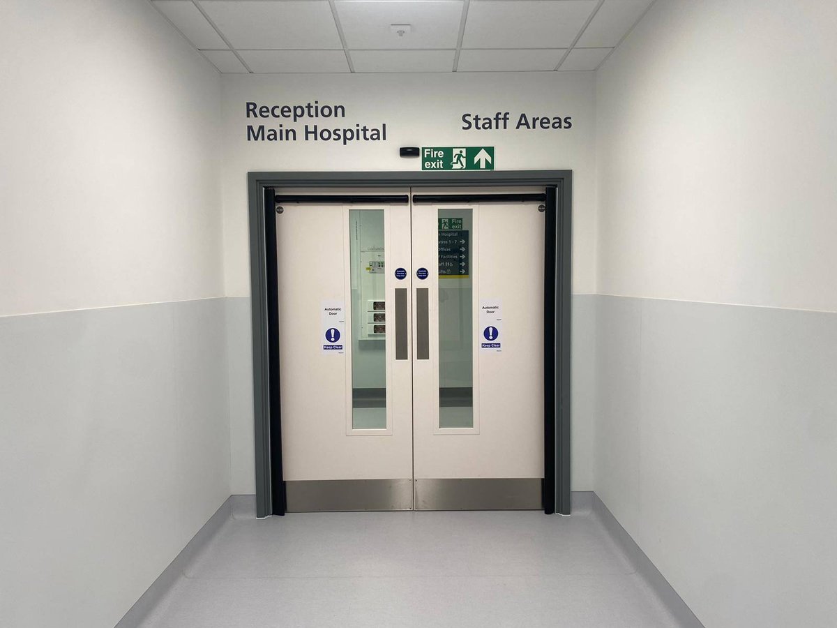 Healthcare fire door in a hospital